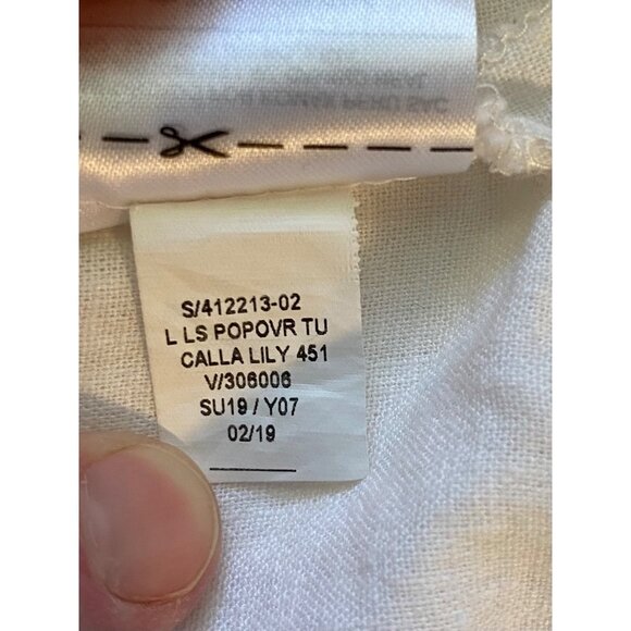 Old Navy Women’s Popover Shirt L White Preppy Casual Linen Blend Top Hi Low Hem - Picture 13 of 16